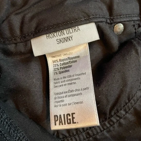 PAIGE Hoxton Ultra Skinny Black Jeans Women’s Size 31 - Picture 11 of 11
